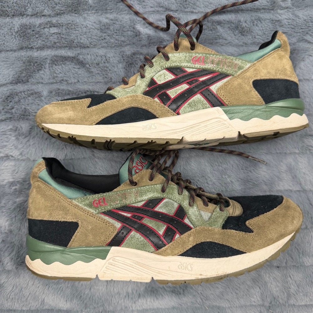 Asics Gel-Lyte V Mens Sneakers Olive Green Black Red H6A4K Size 10.5